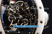 Richard Mille RM 055 Bubba Watson Asia Manual Winding Ceramic/Steel Case with Skeleton Dial and White Rubber Strap Black Inner Bezel - 1:1 Original