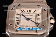 Cartier Santos 100 Miyota Quartz Movement Full Steel with White Dial and Black Roman Numerals