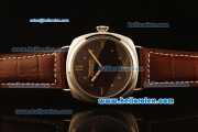 Panerai Radiomir Swiss ETA 6497 Manual Winding Steel Case with Black Dial and Brown Leather Strap - Beige Markers