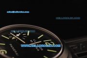 Panerai Luminor Marina Pam 004 Swiss ETA 6497 Manual Winding Movement PVD Case with Black Dial and Green Markers-Black Rubber Strap