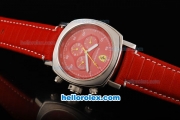 Ferrari Rattrapant Automatic Silver Case with Red Dial and Leather Strap