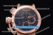 U-Boat Chimera Skeleton Chronograph Miyota OS10 Quartz Rose Gold Case with Skeleton Dial Rose Gold Bezel and Black Leather Strap