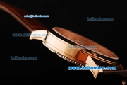 Vacheron Constantin Patrimony Swiss ETA 2892 Automatic Movement Rose Gold Case with Rose Gold Stick Markers and Brown Leather Strap