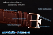 Vacheron Constantin Malte Japanese Miyota OS2035 Quartz Rose Gold Case with Brown Leather Strap and Brown Dial