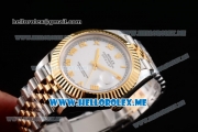 Rolex Datejust II Asia 2813 Automatic Two Tone Case/Bracelet with White Dial and Roman Numeral Markers (BP)