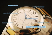 Cartier Ballon Bleu De Automatic Steel Case with White Dial and Two Tone Strap