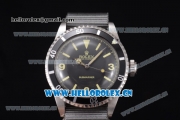 Rolex Submariner Vintage Asia 2813 Automatic Steel Case with Grey Dial Stick/Arabic Number Markers and Grey Nylon Strap