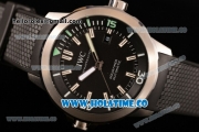 IWC Aquatimer Miyota Quartz Steel Case with Black Dial Black Rubber Strap and White Markers