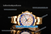 Rolex Yachtmaster II Chrono Swiss Valjoux 7750 Automatic Full Yellow Gold with White Dial Blue Bezel and Dot Markers (BP)