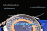 Vacheron Constantin Metiers D Art Miyota OS2035 Quartz Steel Case with Blue Dial and Blue Leather Strap