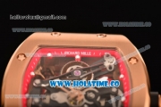 Richard Mille RM 038 Asia Automatic Rose Gold Case with Skeleton Dial and Red Rubber Strap