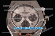 Audemars Piguet Royal Oak QE II CUP 2015 Limited Edition Chrono Swiss Valjoux 7750 Automatic Steel Case with White Dial Stick Markers and Grey Rubber Strap (EF)