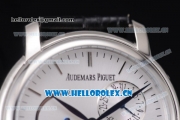 Audemars Piguet Jules Audemars Dual Time Asia ST25 Automatic Steel Case Silver Dial Stick Markers and Black Leather Strap