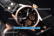 IWC Big Pilot Double Tourbillon Asia ST28 Automatic Rose Gold Case with Black Dial and Black Leather Strap Stick/Arabic Numeral Markers