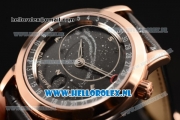 Patek Philippe Grand Complication Rose Gold Case 9015 Auto with Black Dial and Black Leather Strap