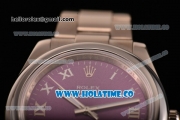 Rolex Air King Asia 2813 Automatic Full Steel with Purple Dial and Roman Numeral Markers