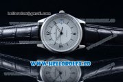 Jaeger-LECoultre Master Control Miyota 9015 Automatic Steel Case with Sector Dial Arabic Numeral Markers and Black Leather Strap