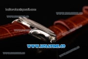 Rolex Cellini Time Asia 2813 Automatic Steel Case with White Dial Brown Leather Strap and Stick Markers