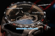 Tag Heuer Grand Carrera Calibre 36 RS Caliper Chrono Miyota OS20 Quartz PVD Case with Black Leather Strap Red Second Hand and Black Dial - 7750 Coating