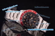 Rolex GMT Master Vintage Asia 2813 Automatic Black/Red Bezel with Black Dial and Steel Bracelet-Orange Markers