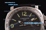 Panerai Luminor GMT PAM 29 Automatic Steel Case with Black Dial and Black Leather Strap
