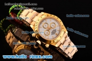 Rolex Daytona Chrono Swiss Valjoux 7750-SHG Automatic Gold Case/Strap with Stick Markers and White Dial