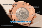 Audemars Piguet Royal Oak Offshore Summer Edition Chrono Clone AP Calibre 3126 Automatic Rose Gold Case with White Dial Stick Markers and White Rubber Strap - 1:1 Original (JF)