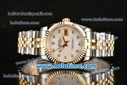Rolex Datejust Oyster Perpetual Automatic Gold Bezel with White Dial and Diamond Marking-Small Calendar