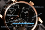 A. Lange & Sohne Richard Lange Tourbillon Pour le Merite Automatic Rose Gold Case with Black Dial and Black Leather Strap