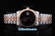 Rolex Datejust Oyster Perpetual Automatic Rose Gold Bezel with Black Dial and Roman Marking-Small Calendar