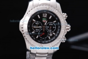 Tag Heuer Working Chronograph Black Dial with Sliver Bezel
