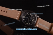 Panerai Luminor Marina Logo Pam 005 Asia 6497 Manual Winding Movement PVD Case with Black Dial and Brown Leather Strap