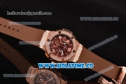 Hublot Big Bang Chrono Miyota OS20 Quartz Diamonds/Rose Gold Case with Brown Dial and Diamonds Bezel