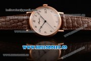Breguet Classique Miyota 9015 Automatic Rose Gold Case with White Dial and Brown Leather Strap - (AAAF)