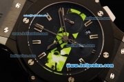 Hublot Big Bang Chronograph Swiss Valjoux 7750 Automatic Movement PVD Case and Bezel with Black Rubber Strap