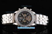 Breitling for Bentley Tourbillon Automatic White Case with Black Dial and SS Strap