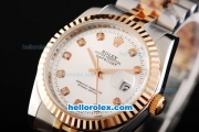 Rolex Datejust Working Chronograph Automatic Movement Two Tone Case with Sliver Dial and Diamond Marking