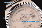 Rolex Day-Date II Automatic Movement White Dial with Silver Rome Numeral Marker and SS Strap