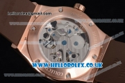 Hublot Classic Fusion Skeleton Asia Automatic Rose Gold Case with Skeleton Dial and Brown Rubber Strap