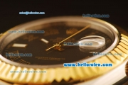 Rolex Datejust II Swiss ETA 2836 Automatic Full Steel with Yellow Gold Bezel and Black Dial-Yellow Gold Hands