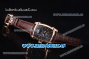 Parmigiani Kalpa Grande Clone Parmigiani PF331.01 Automatic Rose Gold Case with Black Dial Stick/Arabic Numeral Markers and Brown Leather Strap