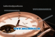 Hublot Classic Fusion Tourbillon Manual Winding Rose Gold Case with White Dial and Black Leather Strap