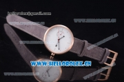 Greyhours Essential Miyota Quartz Rose Gold Case with White Dial Stick Markers and Grey Leather Strap