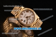 Rolex Day-Date Asia/Swiss ETA 2836 Automatic Yellow Gold Case with White Dial and Yellow Gold Bracelet - (BP)