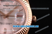 Rolex Day-Date Swiss ETA 2836 Automatic Rose Gold Case/Bracelet with Silver Dial and Stick Markers (BP)