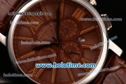 Cartier Rotonde Asia ST17 Automatic Steel Case with Black Leather Strap and Brown Dial