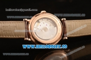 Breguet Classique Miyota 9015 Automatic Rose Gold Case with White Dial Brown Leather Strap and Arabic Numeral Markers