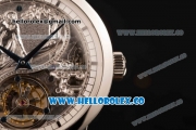 Vacheron Constantin Traditionelle Minute Repeater Tourbillon Swiss Tourbillon Manual Winding Steel Case with Gray Dial and Brown Leather Strap Steel Bezel