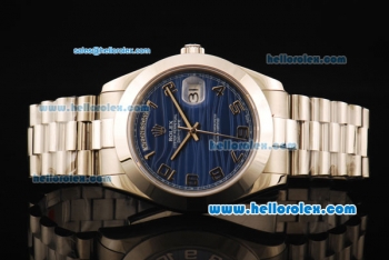 Rolex Day-Date II Rolex 3156 Automatic Movement Full Steel with Blue Dial and Arabic Numerals