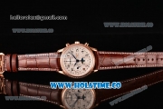 Longines Master Moonphase Chrono Swiss Valjoux 7751 Automatic Rose Gold Case with Diamonds Bezel Arabic Numeral Markers and White Dial - 1:1 Original
